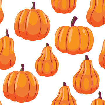Pumpkin vector cartoon seamless pattern background for wallpaper, wrapping, packing, and backdrop.