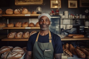 Black Male Entrepreneur Stands Proudly In His Bakery Shop