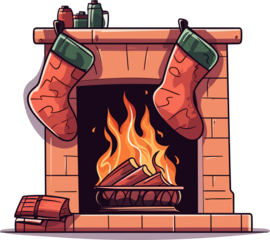 Cozy Fireplace with Stocking