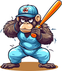 cute gorilla playing baseball