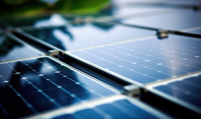 Close up of solar panel cells for green energy - obrazy, fototapety, plakaty