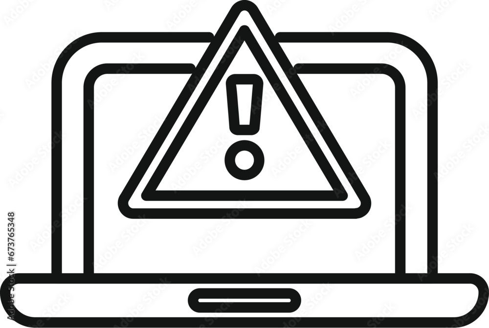 Poster laptop software alert icon outline vector. admin project. data computer broken