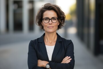 A Business Woman With Her Arms Crossed - obrazy, fototapety, plakaty
