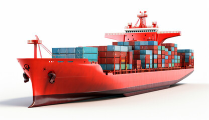 3d cargo container ship