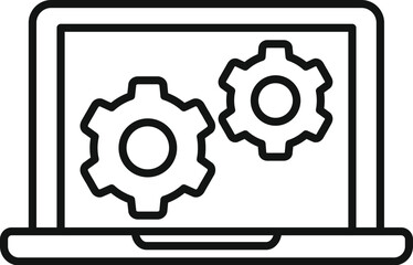 Update laptop soft icon outline vector. Pc fix. Repair screen