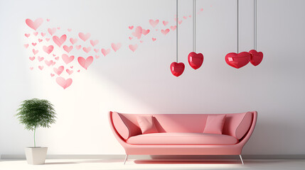 modern living room with red sofa, Love Self Adhesive Decorative Wall Sticker with sofa,living room bedroom sofa background Wedding Room Decor Wall Sticker Romantic LOVE