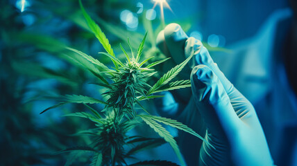 Cannabis in the hand of scientist