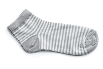 Pair of gray striped socks isolated on white background