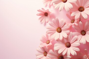 Fototapeta na wymiar Pink Daisies On A Pink Background