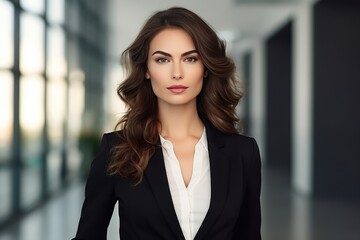 Fullbody Portrait Of Beautiful Brunette Businesswoman
