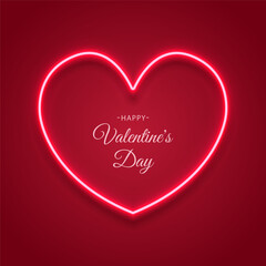 Happy Valentine's Day neon heart vector background