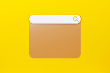 3D illustration, Search bar design element on a   yellow   background. Search bar for website and...