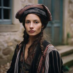 portrait of a traditional young French woman from the Brittany region