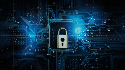 Abstract Cyber Security Lock & Key. Data Protection Artwork.