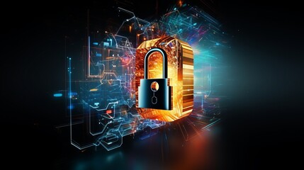 Abstract Cyber Security Lock & Key. Data Protection Artwork.