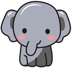 Cute cartoon elephant, animal from the zoo isolated png image illustration for kid