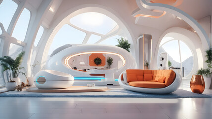 2070 Futuristic House Living Hall