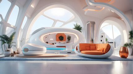 Fototapeta premium 2070 Futuristic House Living Hall