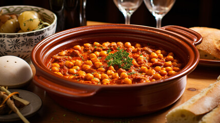 Fototapeta na wymiar Coccid traditional chickpea based stew from Madrid