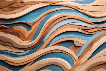 Detailed Wood Art - Abstract Waving Waves Texture Closeup