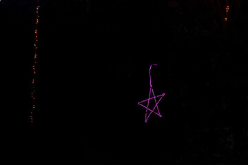 LED light in a star shape in night