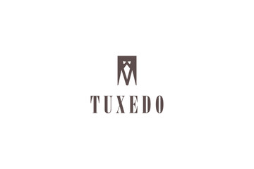 Template logo design solution with tuxedo, crow and letter m image
