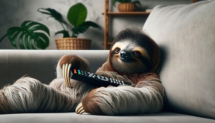 loth lounges comfortably on couch with remote, epitomizing relaxation in home