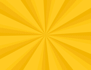 ドット柄のある集中線　黄