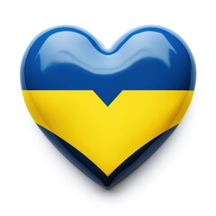 Heart with Ukrainian flag isolated on white background. Ukraine Flag Concept With a Copy Space.
