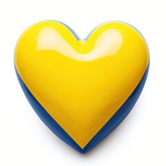Blue and yellow heart on a white background. Ukraine Flag Concept With a Copy Space.
