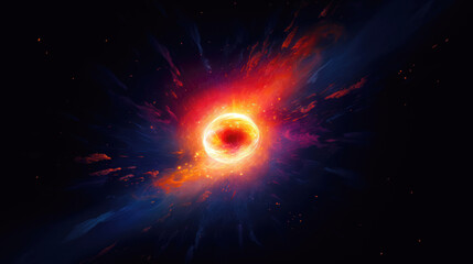 Fiery planet in space, abstract background