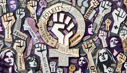 Empowering Feminist Collage: Torn Papers Revealing Strong Messages