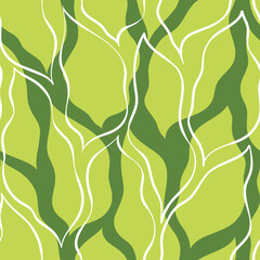Green leaves seamless vector pattern. Big leaf background, textured jungle print