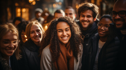 Community Unity: A neighborhood coming together for a group hug, symbolizing community strength - obrazy, fototapety, plakaty