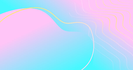 3d fluid pastel wavy background. Yellow lines on light backdrop. Retro vintage cute poster. Pastel colors: pink purple blue. Curve line graphic design. Sale banner. Blurred gradient label background.