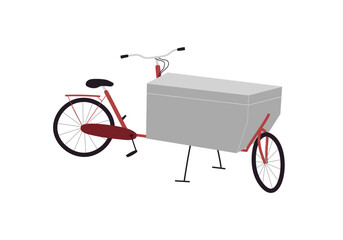 Box bike electric with front trunk for delivery survey. Bicycle vector isolated illustration realistic style