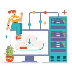 Back-end development. Coding, software engineering or programming. Software script development. Flat vector illustration