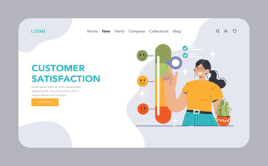 Customer feedback web banner or landing page. Consumer reviews public exchange. Sharing assessment of a purchased goods in social media blog, leaving a comment. Flat vector illustration