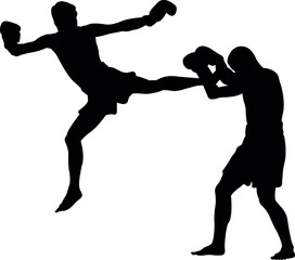 boxer player silhouette vector