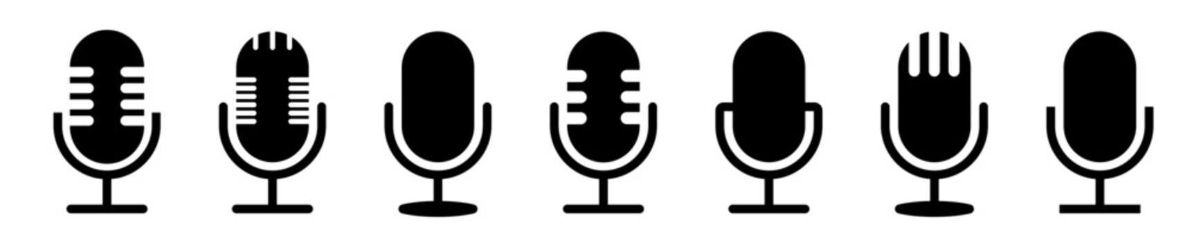 Microphone vector icon on white background. Microphone icon set. Different microphone. Vector illustration