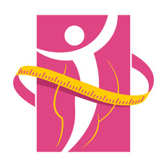 Weight loss, fitness challenge diet program emblem