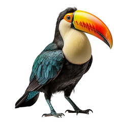 Beautiful animals Toucan toco , Ramphastos toco, isolated on a transparent background - obrazy, fototapety, plakaty