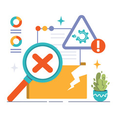 Software testing. Code testing and debugging. IT specialist searching for bugs using functional methods. Website and application development. Flat vector illustration