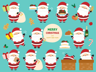 クリスマス、サンタクロースのイラストセット