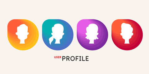 A conditional image of a person. A set of user avatars. The icons depict people. Isolated icon in the background.