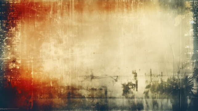 grunge film background, Dirty gritty grunge analog retro effect background with copy space,Vintage distressed old photo light leaks, film grain, dust and scratches transparent texture 