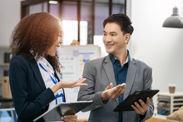 Professional investor working new start up project. Finance managers meeting.