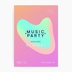 Techno Party. Graphic Pattern For Magazine Shape. Fun Glitch For Set. Modern Electronic Poster. Dance And Discotheque Layout. Pink And Blue Techno Party