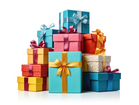 Isolated image of a pile of giftbox. Winter holiday concept.