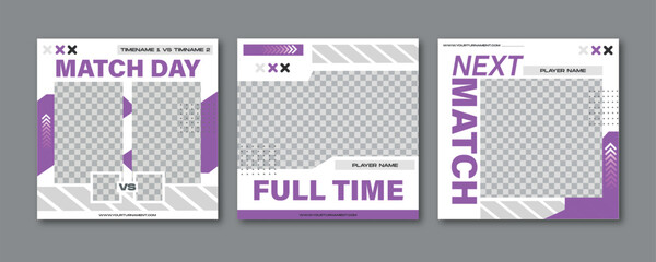 Sport social media post template , Football Match day , Full time , Next match Best player